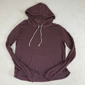 Brandy Melville Burgundy Knit Hoodie One Size Soft Cozy Boho Minimalist Pullover